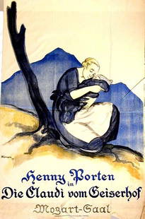 Henny Porten / Die Claudi vom Geiserhof: Ludwig Kainer, 1917. 55.5 x 37.2 in / 140.9 x 94.5 cm. Imp. Vereinigte Kunstinstitute, Berlin. Cond. B- / P