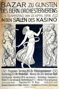 Bazar zu Gunsten des Bern: Karl Hänny, 1918. 38.5 x 25.8 in / 97.8 x 65.5 cm. Imp. Kümmerly & Frey, Bern. Cond. B / P
