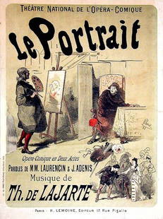 Le Portrait: Jules Chéret, 1883. 28.4 x 21.1 in / 72.1 x 53.7 cm. Imp. Chaix, Paris. Cond. B- / LB