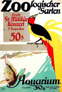 Zoologischer Garten / Aquarium: Grot, c. 1913. 27.6 x 18.7 in / 70 x 47.5 cm. Imp. Hollerbaum & Schmidt, Berlin. Cond. A- / P
