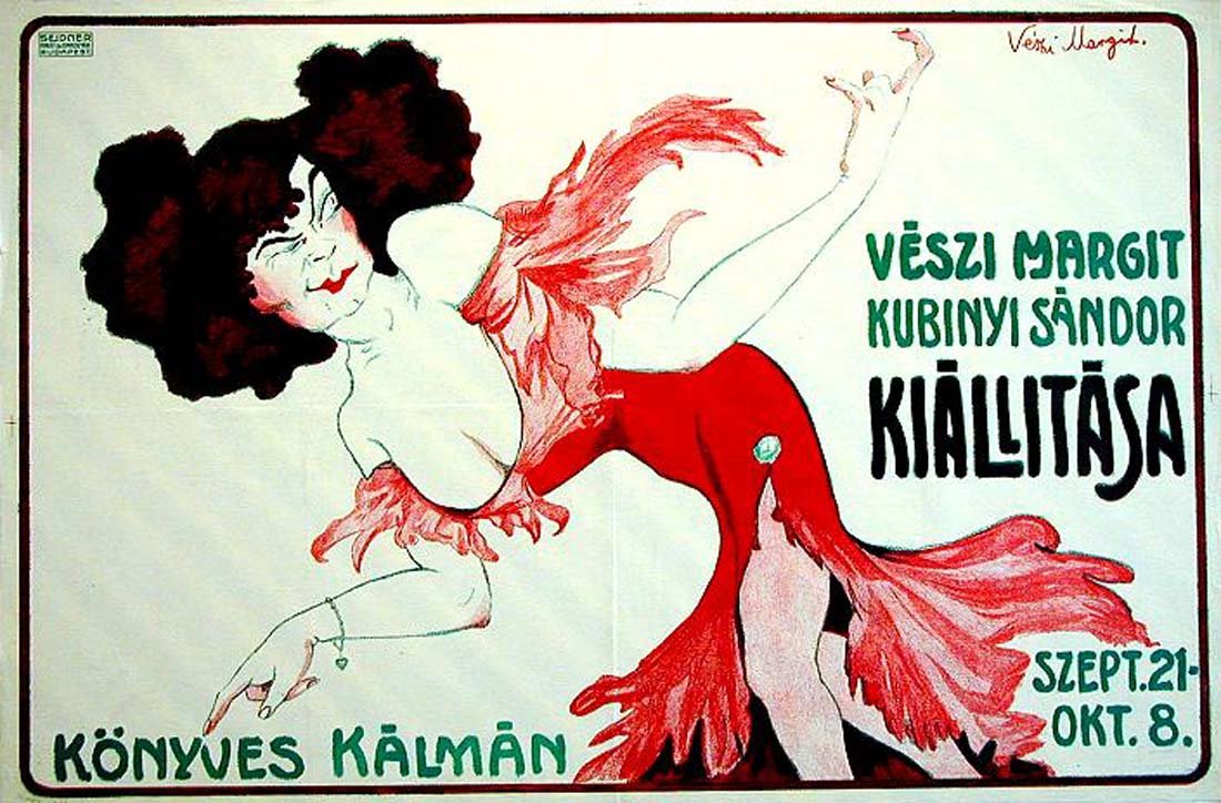 Kiállitása: Margit Vészi, c. 1910. 24.8 x 37.6 in / 63.1 x 95.4 cm. Imp. Seidner, Budapest. Cond. A / P