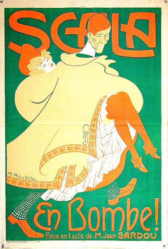 En Bombe! / Scala: Auguste Jean- Baptiste Roubille, 1899. 46.7 x 31.3 in / 118.5 x 79.4 cm. Imp. Charles Verneau, Cond. B+ /