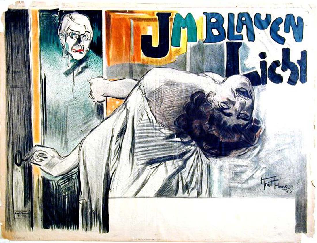 Im Blauen Licht: Knut Hansen, 1900. 28 x 36.9 in / 71.2 x 93.7 cm. Imp. Arnold Weylandt, Berlin. Cond. C- / LB