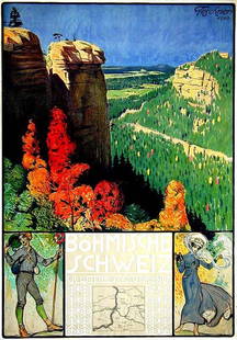 Böhmische Schweiz: Richard Teschner, 1910. 38.5 x 27 in / 97.8 x 68.7 cm. Cond. A / LB