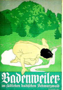 Badenweiler: Willy Von Beckerath, 1908. 36.1 x 25.6 in / 91.6 x 65.1 cm. Imp. Holzhauser, Baden. Cond. A / JP