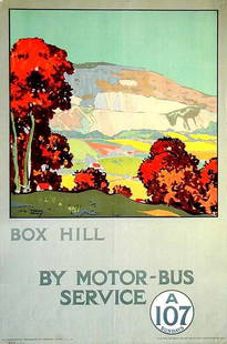 By Motor-Bus Service: F. Gregory Brown, 1915. 30 x 20 in / 76.2 x 50.8 cm. Imp. Dangerfield Printing, London. Cond. A- / P