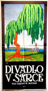Divadlo v Sárce: Otakar Stáfl, c. 1910. 69.9 x 36.2 in / 177.5 x 92 cm. Imp. Politika, Cond. B- / LB