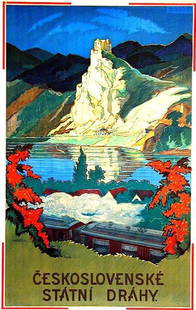 Ceskoslovenské Státní Dráhy: Rubes, 1925. 39.6 x 25.1 in / 100.6 x 63.7 cm. Imp. Prumyslová Tiskárna, Praha. Cond. A / P
