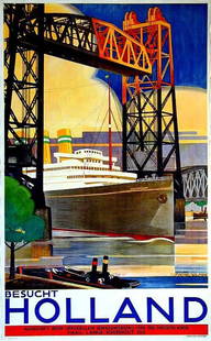 Besucht Holland: Machiel Wilmink, 1930. 39.3 x 24.5 in / 99.9 x 62.3 cm. Imp. Senefelder, Amsterdam. Cond. A- / P