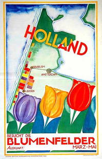 Holland / Blumenfelder: Machiel Wilmink, 1925. 39.3 x 25.6 in / 99.9 x 65 cm. Imp. Hermes, Cond. A- / P