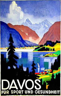 Davos: Otto Baumberger, 1932. 40 x 25.4 in / 101.5 x 64.5 cm. Imp. Orell Füssli, Zürich. Cond. B+ / P