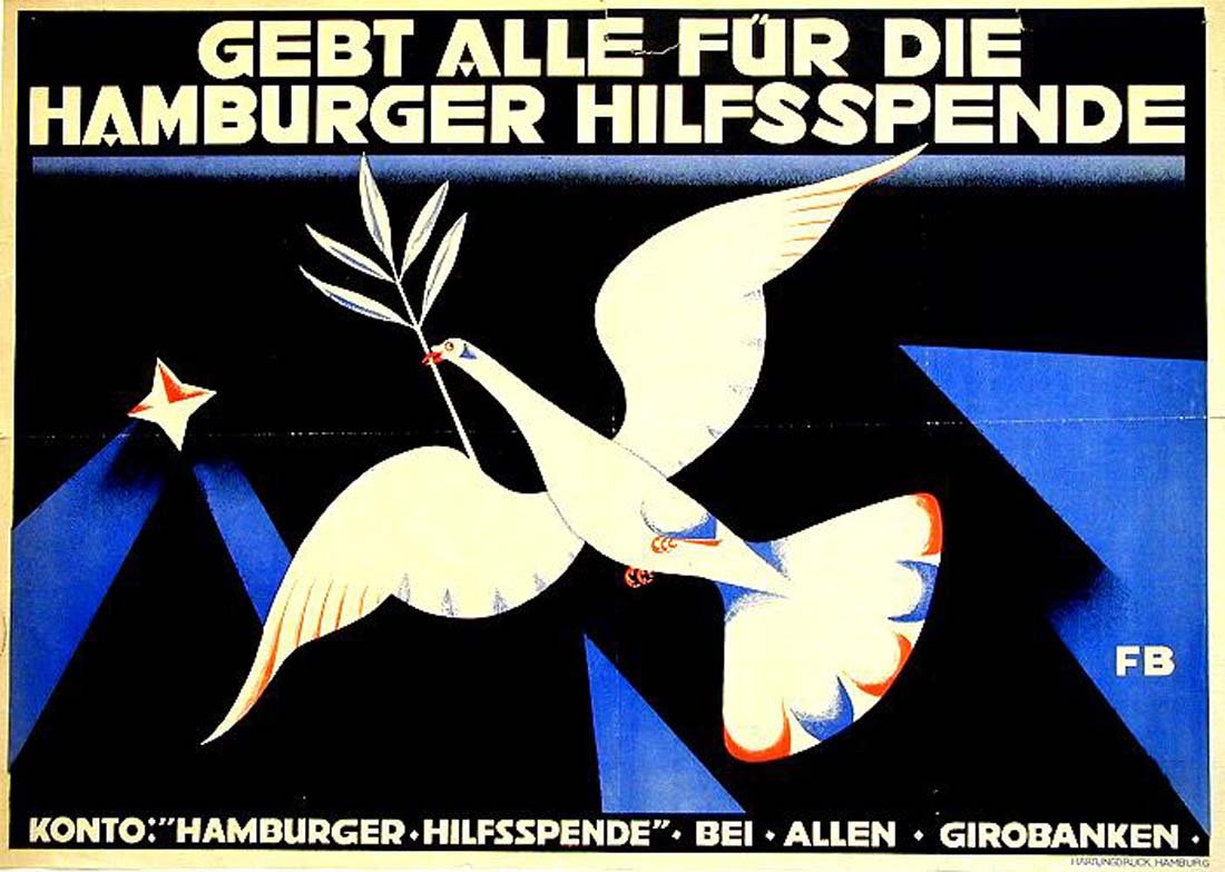 Hamburger Hilfsspende: Fritz Behnke, 1914. 19.6 x 27.6 in / 49.9 x 70.1 cm. Imp. Hartungdruck, Hamburg. Cond. B+ / P