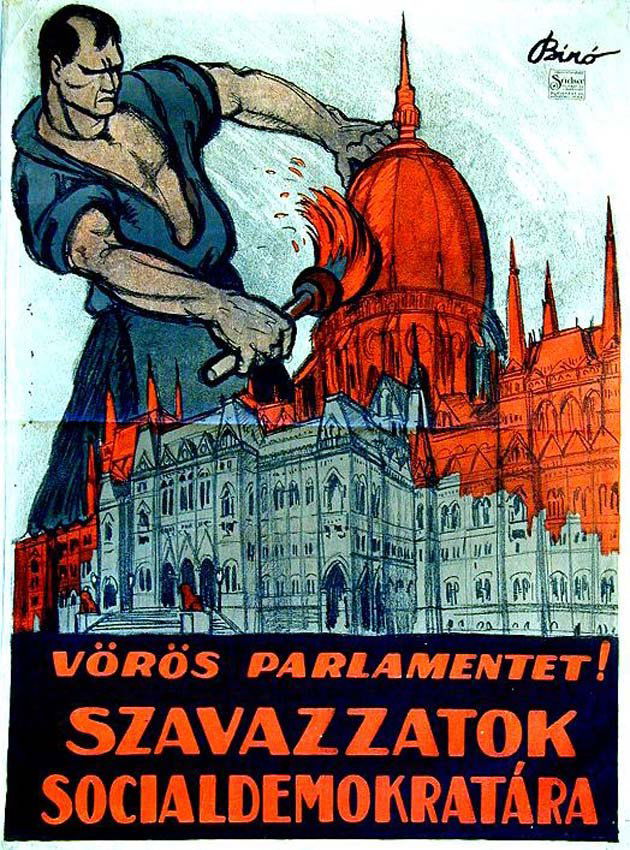 Szavazzatok Socialdemokratára: Mihály Biró, 1919. 48.9 x 36.6 in / 124.3 x 93 cm. Imp. Seidner, Budapest. Cond. A- / LB