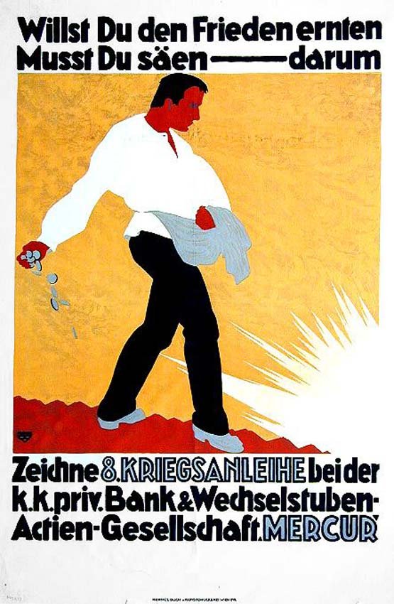 8. Kriegsanleihe / Mercur: Franz Franke, 1918. 37.4 x 24.8 in / 95 x 63 cm. Imp. Hermes, Wien. Cond. A- / P