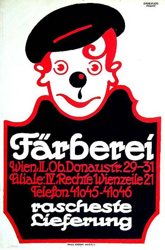 Färberei: Franz Griessler, 1919. 37.4 x 24.9 in / 95 x 63.3 cm. Imp. Paul Gerin, Wien. Cond. A- / P