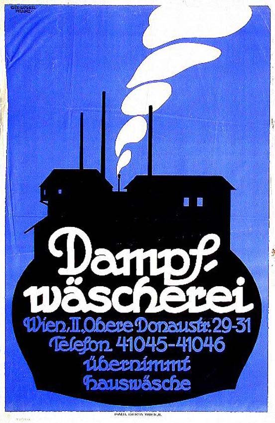 Dampfwäscherei: Franz Griessler, 1919. 37.5 x 24.7 in / 95.2 x 62.8 cm. Imp. Paul Gerin, Wien. Cond. A- / P