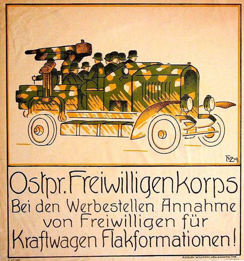 Ostpr. Freiwilligenkorps: Friedrich Von Zglinicki, 1919. 19.7 x 18.1 in / 50 x 46 cm. Imp. Adolph Wilutzky, Königsberg. Cond. A- / P