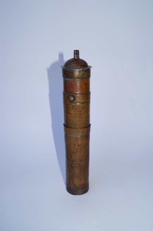 HBC Brass Coffee Grinder: Marked HBC 2 (as is). 12" L.