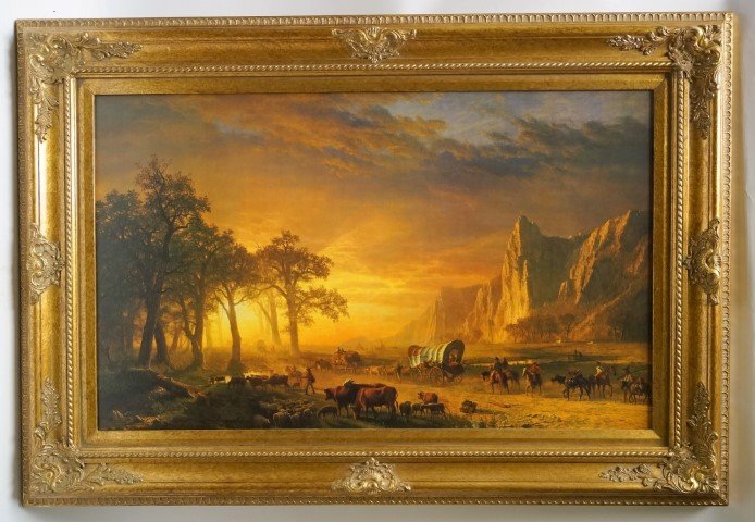 Albert Bierstadt Brushstrokes Collection Ltd. Edition: Emigrants Crossing the Plains. The Museum Shop Brushstroke Collection. Ltd. Ed. 272/980. With C of A. 31" high x 35" wide