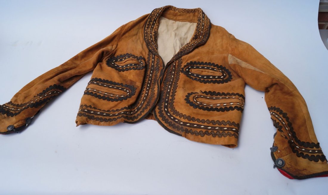 Leather Outfit - 2 piece: Trimmed with rick rack and bits of shells