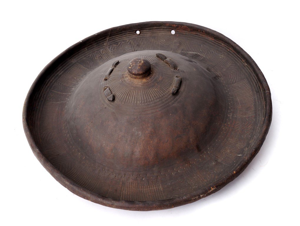 Leather African Shield. Taureg People: North Central Africa and Sub-Ethiopia 20 3.4"D