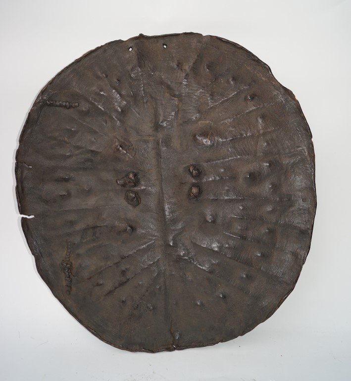 African Shield: Probably worked leather and hide. 25"{D.