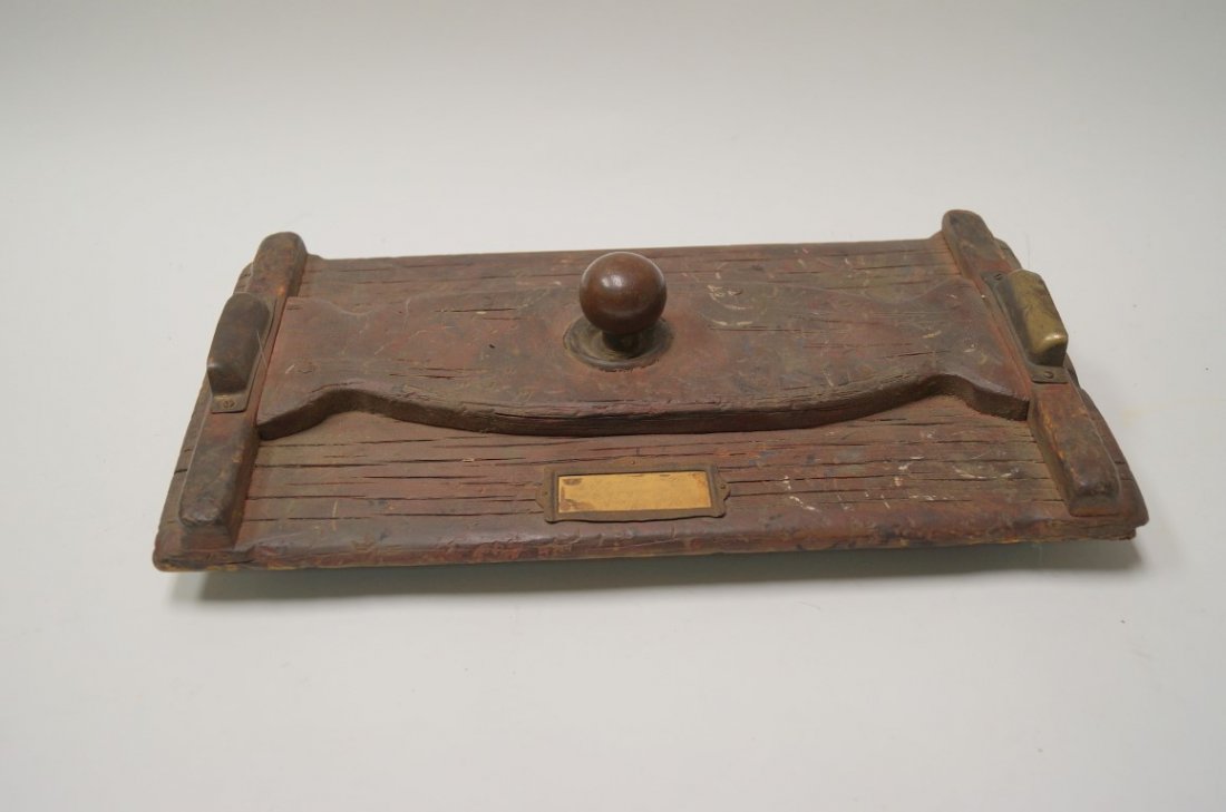 7th Cavalry "Stencil" or Plate: Lead or iron numbers within a "wooden form" used to possibly identify pistol crates or rifle boxes. Brass handle at the top . Plate above it reads in script "U.S. Army 7th Cavalry, Troop H. Ft. Abraha
