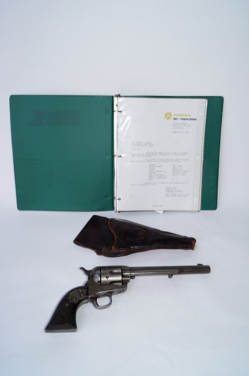Colt Single Action Army Revolver-Sam Boyd: .45 calibre. With a letter of authentication from Colt showing gun was originally shipped to Harley & Graham, NY on April 7, 1883. The lot includes a sworn and notarized affidivat of Herb Sperry , son