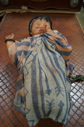 Indian Baby Doll on a Cradle Board: 22" L.