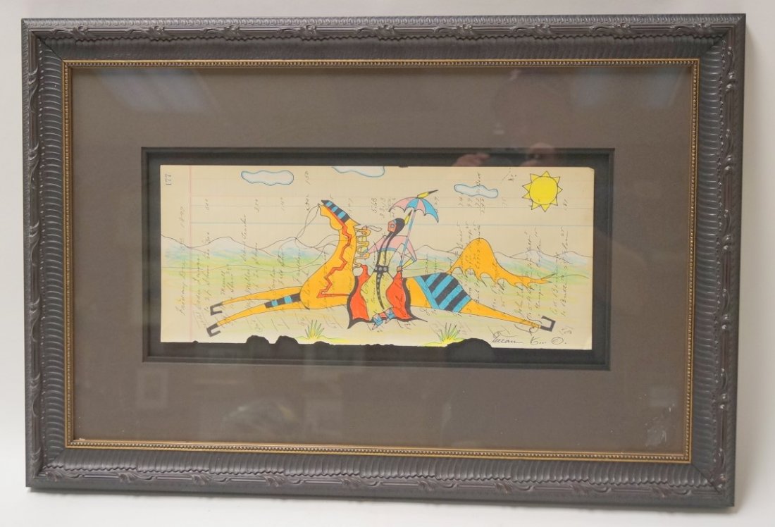 Three Ledger Paintings Sgd. Terrance: Three ledger paintings signed Terrance Gï¿½ Two are 16-1/2" x 7"; the third is 11" x 15-1/2"