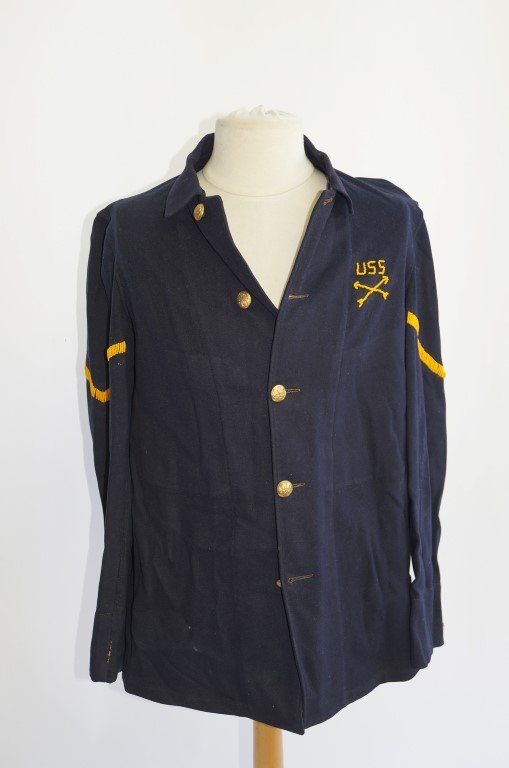 Beaded Scout's Jacket: With beadwork crossed arrows and yellow beaded stripes. Eagle buttons.