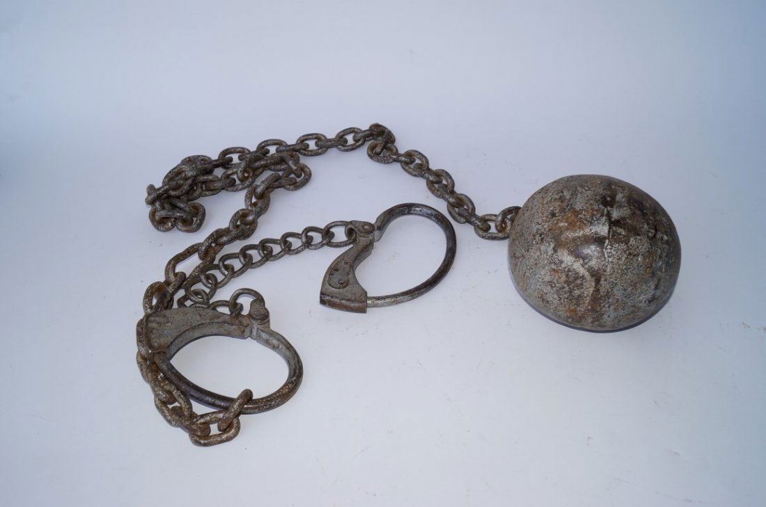 Prison Ball and Chain: With shackles. 98" L.
