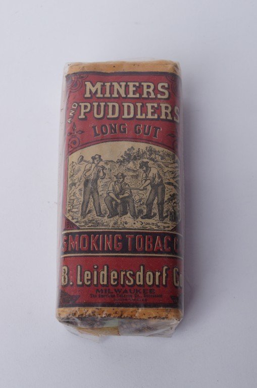 Miners Puddlers Smoking Tobacco Package: Mining graphics. 5" H.
