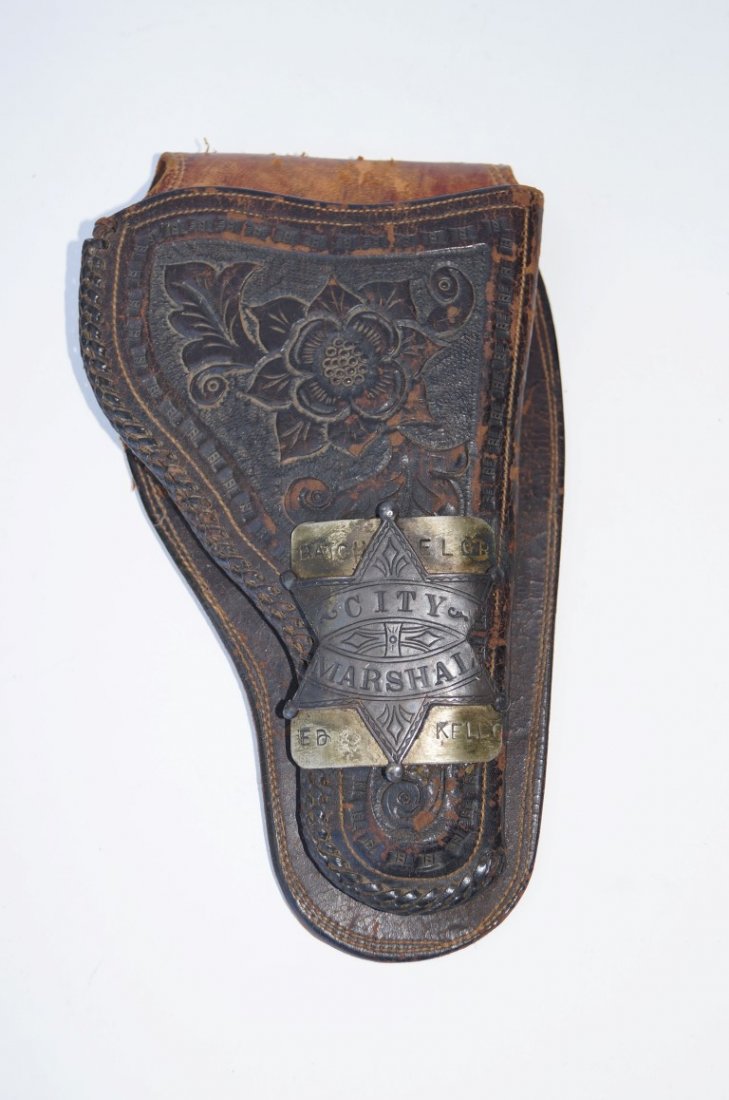 City Marshall's Holster with Badge: Batchel County 3"h.
