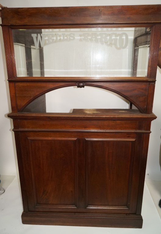 Wells Fargo Customer Booth: Counter, window and door. Three pieces. Needs to be assembled 48"W. x 81"H. (largest) TO 37" X 81"H.