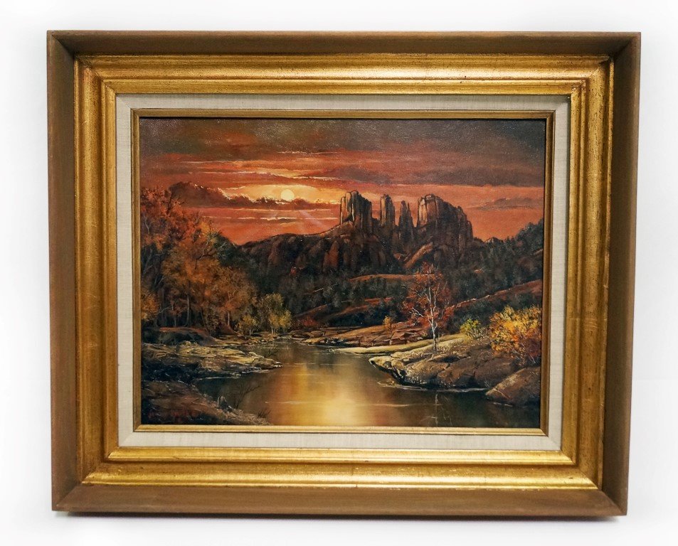 Jenny Smith Oil on Canvas: Sedona Sunset" Signed 14" x 18