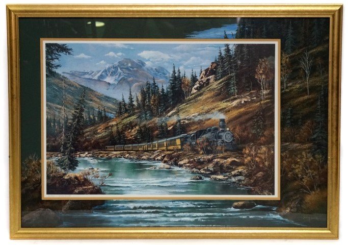 Jenny Smith Print: "Steam and Cinders" with Remarque by Jenny Dooley 25"H. x 36"W.