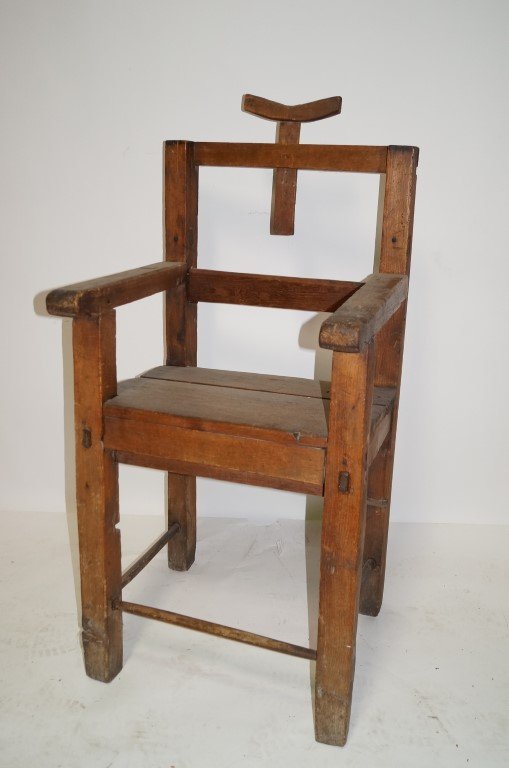 Early New Mexico Dentist's Chair: Pine mortice and tenon construction. 46" H.