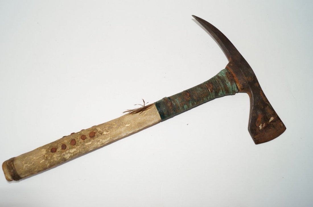 Miner's Pick Apache Decorations.: Copper wired and tacked miner's pick . Arizona miners. Apache decorations. 13"L.