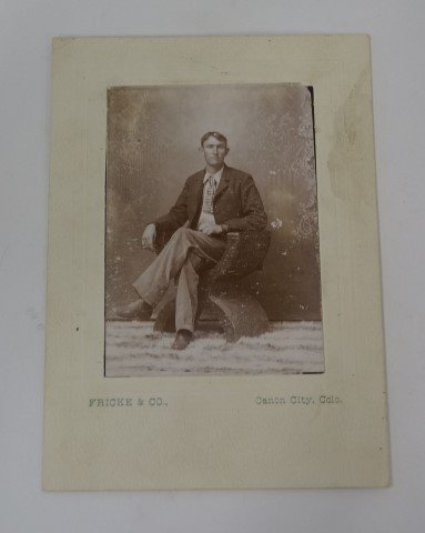 Photograph, Fricke, Canon City, Colo: Identified at back as J. Bass Spur Maker