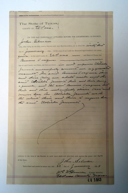 John Selman Signed Affidavit: John Selman was the killer of John Wesley Hardin. State of Texas Witnesses, Jan. 1894. Vigilante, Lawman, Ruster. During the Lincoln County War, he was a member of the Seven Rivers Gang that bur