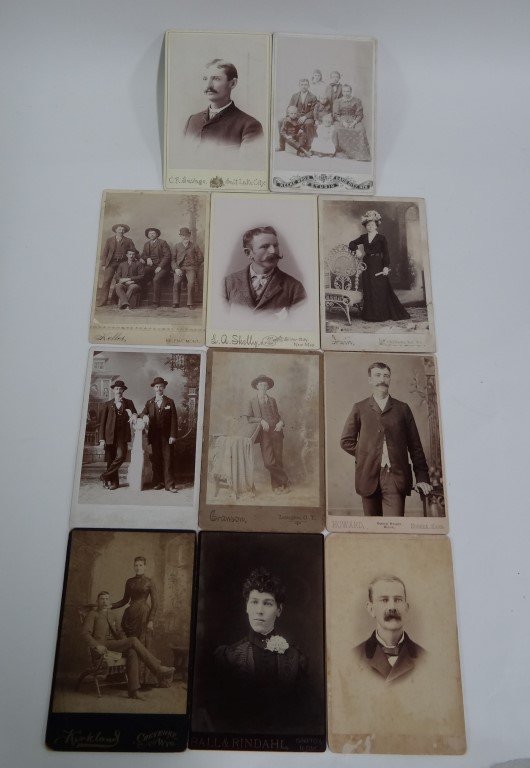 Eleven Cabinet Cards: By Keller, Helena, Montana; Locke Peterson, Deadwood, S.D.; Howard, Eureka, Kans; Kirkland, Cheyenne Wyoming; Skelly, Silver City, N.M.; ball & Rindhal, Grafton, N. Dakota; Shreves, Ferrell, Texas; C.