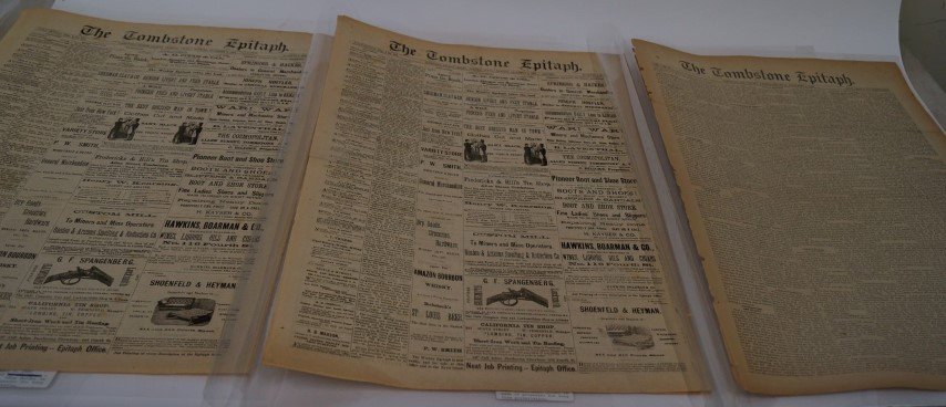 Important Tombstone Epitaphs (3): September 4th, 1880; December 4th 1881 and December 2nd 1881. Deacidified by Jim Lyons - 1995. This folder is made of polyester for long term preservation. Information regarding Sheriff Earp, Lily Lan