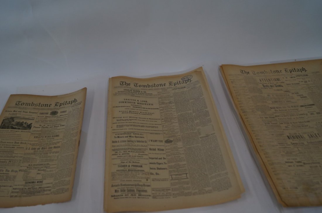 The Tombstone Epitaph (3): August 28, 1880; December 2nd, 1880 and July 10th, 1881. Deacidified by Jim Lyons - 1995. This folder is made of polyester for long term preservation. These issues contain information about Deupty She