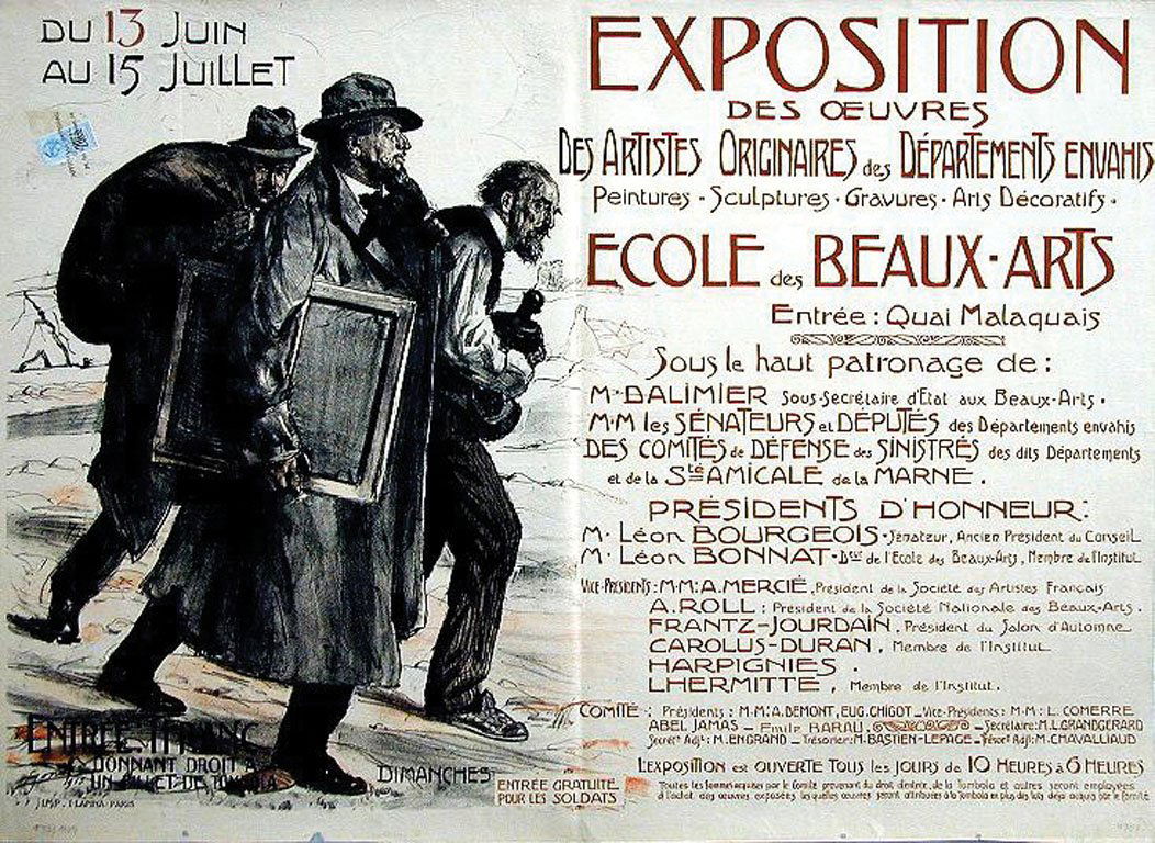 Ecole Des Beaux-Arts: Jonas, Lucien Hector, 1915. 29.8 x 40.8 in / 75.7 x 103.8 cm. Imp. Lapina Cond. B+ / LB / Stamp On Front