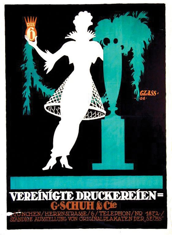 Vereinigte Druckereien: Glass, Franz Paul, 1914. 49.3 x 35.9 in / 125.3 x 91.3 cm. Imp. Vereinigte Druckereien und Kunstanstalten Cond. A- / P /