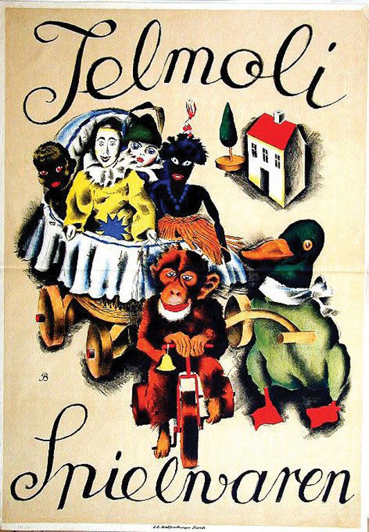 Jelmoli Spielwaren: Baumberger, Otto, 1918. 50.5 x 35.5 in / 128.5 x 90.4 cm. Imp. Wolfensberger, J. E. Cond. B+ / P /