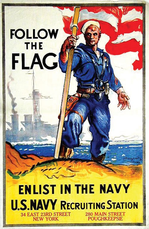 Follow the Flag: Daugherty, James H., 1917. 41.5 x 27.1 in / 105.5 x 69 cm. Imp. Carey Cond. B- / P /