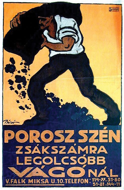 Porosz Szén: Biró, Mihály, 1912 - 1914. 37.3 x 24.6 in / 94.8 x 62.7 cm. Imp. Seidner Cond. B / LB /