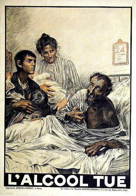 L'Alcool Tue: Burnand, Eugène, c. 1905. 36.6 x 25.5 in / 93 x 65 cm. Imp. Berger-Levrault Cond. B+ / LB /